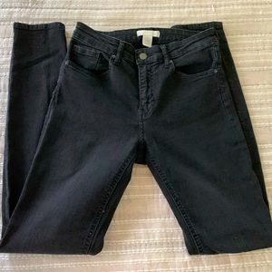 High waisted, skinny leg, black jeans.